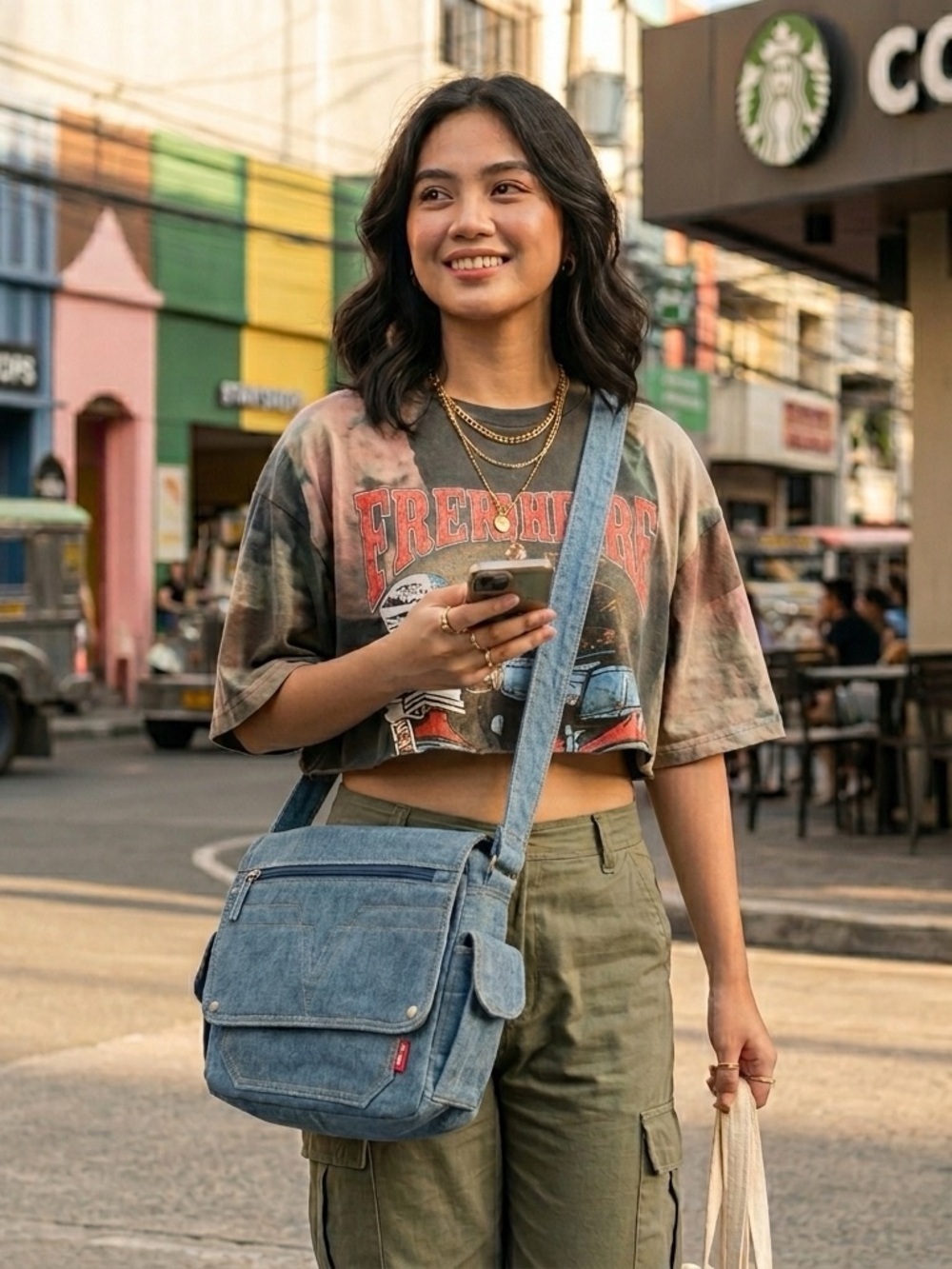 ✨ NWOT Vintage Faded Glory Light Wash Denim Crossbody Bag ✨